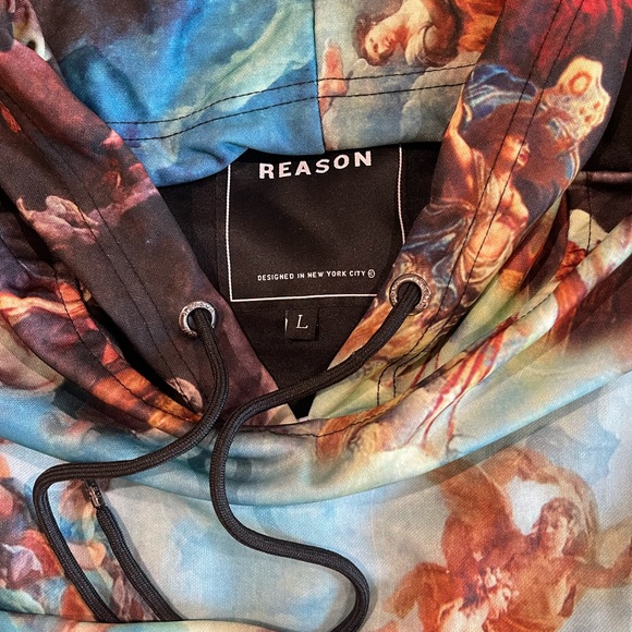 GUC Reason Men’s Summer Track Suit Hoodie and Joggers Black w/Da Vinci prints - Picture 10 of 11